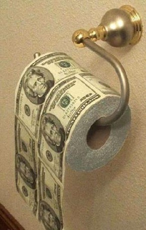 Funny money as tissue paper